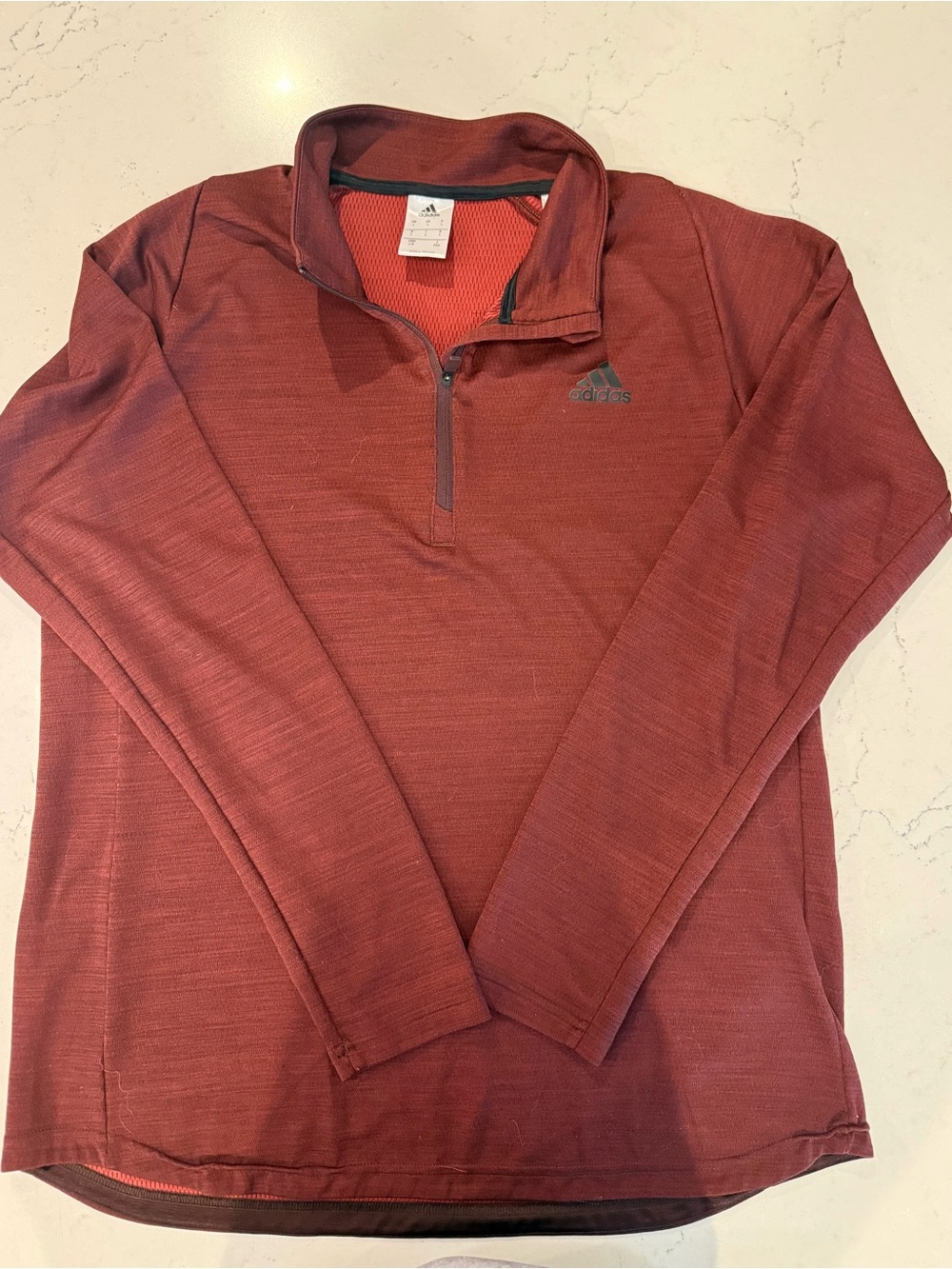 adidas Men's Maroon Half-Zip Pullover Sweater Medium